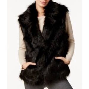 NWT black INC faux fur vest M/L